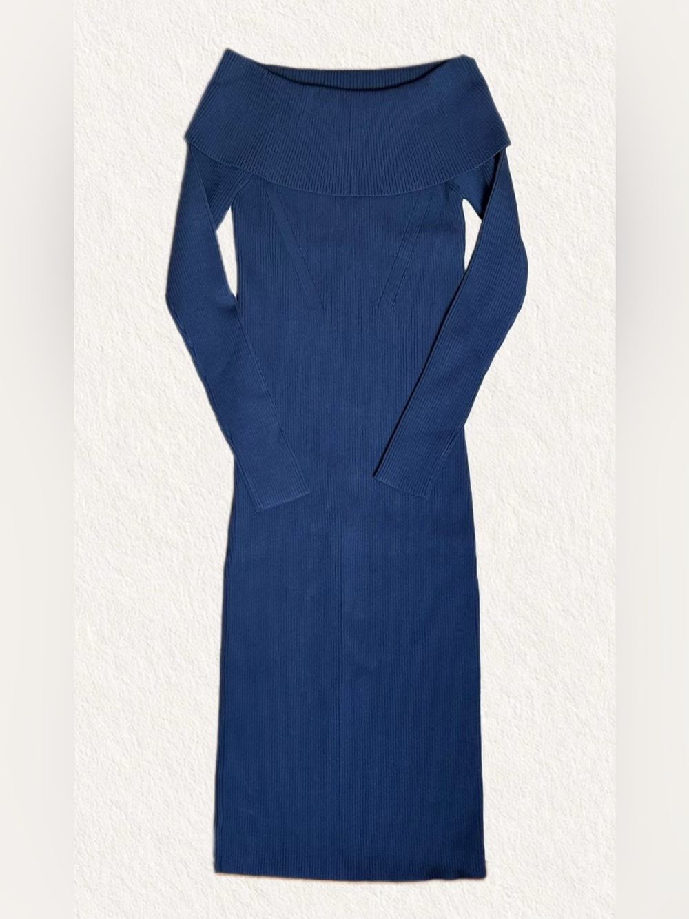 MICHAEL Michael Kors Navy Off-Shoulder Ribbed Long Sleeve Dress NWT